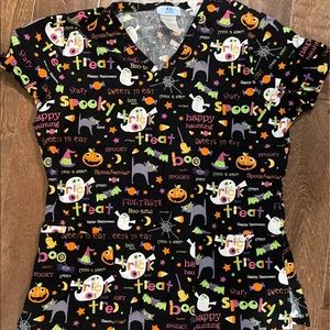 Halloween women’s scrub top